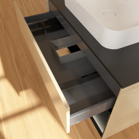 Тумба под раковину Villeroy & Boch Finion 100х50,1 см с подсветкой МДФ шпон дуба/стекло черное матовое F372PDPC