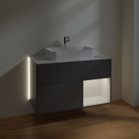 Тумба под раковину Villeroy & Boch Finion 100х50,1 см с подсветкой МДФ антрацит матовый лак/стекло белое матовое G371GFGK