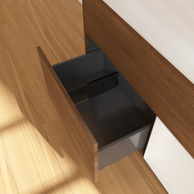 Тумба под раковину Villeroy & Boch Finion 100х50,1 см с подсветкой МДФ шпон грецкого ореха/стекло белое матовое G371GFGN