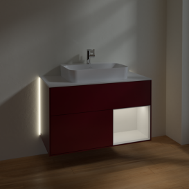 Тумба под раковину Villeroy & Boch Finion 100х50,1 см с подсветкой МДФ пион матовый лак/стекло белое матовое G371GFHB