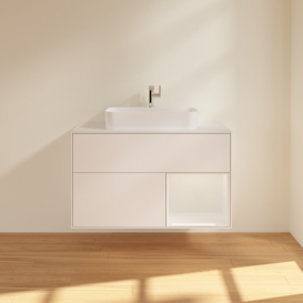 Тумба под раковину Villeroy & Boch Finion 100х50,1 см с подсветкой МДФ белый матовый лак/стекло белое матовое G371GFMT