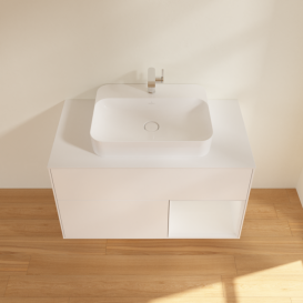 Тумба под раковину Villeroy & Boch Finion 100х50,1 см с подсветкой МДФ белый матовый лак/стекло белое матовое G371GFMT