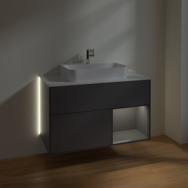 Тумба под раковину Villeroy & Boch Finion 100х50,1 см с подсветкой МДФ антрацит матовый лак/стекло белое матовое G371GKGK