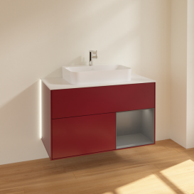 Тумба под раковину Villeroy & Boch Finion 100х50,1 см с подсветкой МДФ пион матовый лак/стекло белое матовое G371GKHB