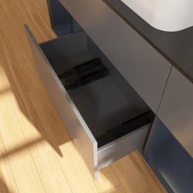 Тумба под раковину Villeroy & Boch Finion 160х50,1 см с подсветкой МДФ антрацит матовый лак/стекло черное матовое F742HGGK