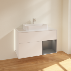 Тумба под раковину Villeroy & Boch Finion 100х50,1 см с подсветкой МДФ белый матовый лак/стекло белое матовое G371GKMT