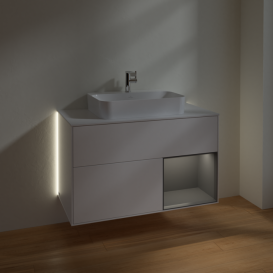 Тумба под раковину Villeroy & Boch Finion 100х50,1 см с подсветкой МДФ белый матовый лак/стекло белое матовое G371GKMT