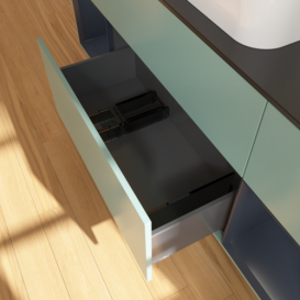 Тумба под раковину Villeroy & Boch Finion 160х50,1 см с подсветкой МДФ оливковый матовый лак/стекло черное матовое F742HGGM