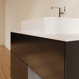 Тумба под раковину Villeroy & Boch Finion 100х50,1 см с подсветкой МДФ черный матовый лак/стекло белое матовое G371GKPD