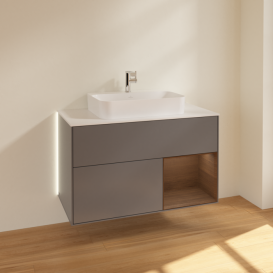 Тумба под раковину Villeroy & Boch Finion 100х50,1 см с подсветкой МДФ антрацит матовый лак/стекло белое матовое G371GNGK