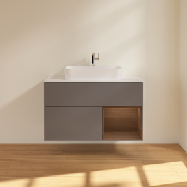 Тумба под раковину Villeroy & Boch Finion 100х50,1 см с подсветкой МДФ антрацит матовый лак/стекло белое матовое G371GNGK