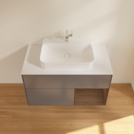 Тумба под раковину Villeroy & Boch Finion 100х50,1 см с подсветкой МДФ антрацит матовый лак/стекло белое матовое G371GNGK