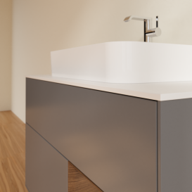 Тумба под раковину Villeroy & Boch Finion 100х50,1 см с подсветкой МДФ антрацит матовый лак/стекло белое матовое G371GNGK