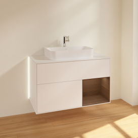 Тумба под раковину Villeroy & Boch Finion 100х50,1 см с подсветкой МДФ белый матовый лак/стекло белое матовое G371GNMT