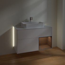 Тумба под раковину Villeroy & Boch Finion 100х50,1 см с подсветкой МДФ белый матовый лак/стекло белое матовое G371GNMT