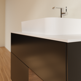 Тумба под раковину Villeroy & Boch Finion 100х50,1 см с подсветкой МДФ черный матовый лак/стекло белое матовое G371GNPD