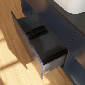 Тумба под раковину Villeroy & Boch Finion 160х50,1 см с подсветкой МДФ темно-синий матовый лак/стекло черное матовое F742HGHG