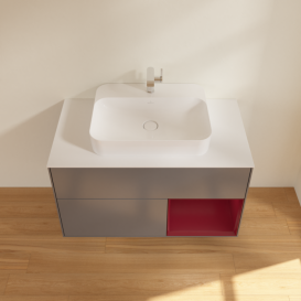 Тумба под раковину Villeroy & Boch Finion 100х50,1 см с подсветкой МДФ антрацит матовый лак/стекло белое матовое G371HBGK