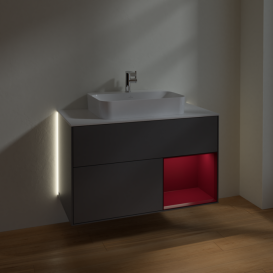 Тумба под раковину Villeroy & Boch Finion 100х50,1 см с подсветкой МДФ антрацит матовый лак/стекло белое матовое G371HBGK