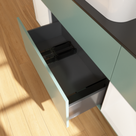 Тумба под раковину Villeroy & Boch Finion 160х50,1 см с подсветкой МДФ оливковый матовый лак/стекло черное матовое F742MTGM