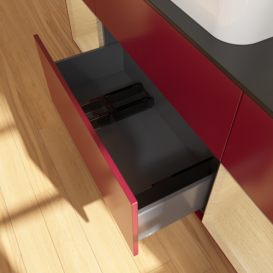 Тумба под раковину Villeroy & Boch Finion 160х50,1 см с подсветкой МДФ пион матовый лак/стекло черное матовое F742PCHB