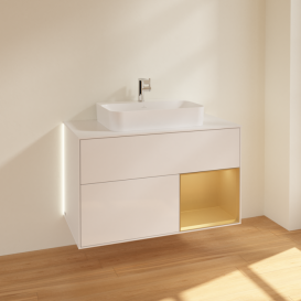 Тумба под раковину Villeroy & Boch Finion 100х50,1 см с подсветкой МДФ глянцевый белый лак/стекло белое матовое G371HFGF