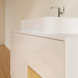 Тумба под раковину Villeroy & Boch Finion 100х50,1 см с подсветкой МДФ глянцевый белый лак/стекло белое матовое G371HFGF