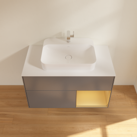 Тумба под раковину Villeroy & Boch Finion 100х50,1 см с подсветкой МДФ антрацит матовый лак/стекло белое матовое G371HFGK