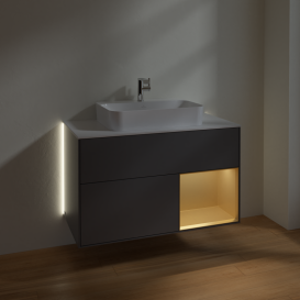 Тумба под раковину Villeroy & Boch Finion 100х50,1 см с подсветкой МДФ антрацит матовый лак/стекло белое матовое G371HFGK