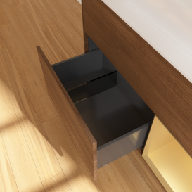 Тумба под раковину Villeroy & Boch Finion 100х50,1 см с подсветкой МДФ шпон грецкого ореха/стекло белое матовое G371HFGN