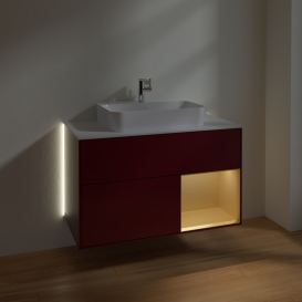 Тумба под раковину Villeroy & Boch Finion 100х50,1 см с подсветкой МДФ пион матовый лак/стекло белое матовое G371HFHB