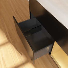 Тумба под раковину Villeroy & Boch Finion 100х50,1 см с подсветкой МДФ черный матовый лак/стекло белое матовое G371HFPD