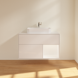 Тумба под раковину Villeroy & Boch Finion 100х50,1 см с подсветкой МДФ глянцевый белый лак/стекло белое матовое G371MTGF