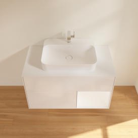 Тумба под раковину Villeroy & Boch Finion 100х50,1 см с подсветкой МДФ глянцевый белый лак/стекло белое матовое G371MTGF