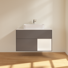 Тумба под раковину Villeroy & Boch Finion 100х50,1 см с подсветкой МДФ антрацит матовый лак/стекло белое матовое G371MTGK