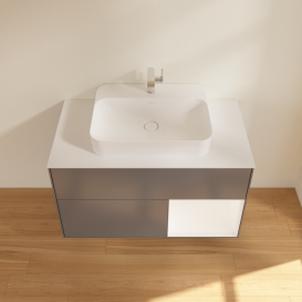 Тумба под раковину Villeroy & Boch Finion 100х50,1 см с подсветкой МДФ антрацит матовый лак/стекло белое матовое G371MTGK