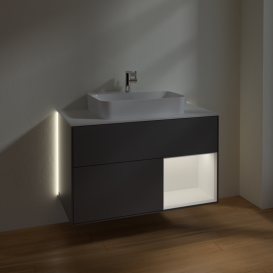 Тумба под раковину Villeroy & Boch Finion 100х50,1 см с подсветкой МДФ антрацит матовый лак/стекло белое матовое G371MTGK