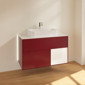 Тумба під раковину Villeroy & Boch Finion 100х50,1 см з підсвічуванням МДФ півонія матовий лак/скло біле матове G371MTHB