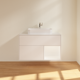 Тумба під раковину Villeroy & Boch Finion 100х50,1 см із підсвічуванням МДФ білий матовий лак/скло біле матове G371MTMT