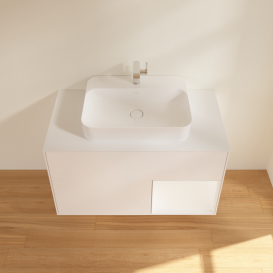 Тумба під раковину Villeroy & Boch Finion 100х50,1 см із підсвічуванням МДФ білий матовий лак/скло біле матове G371MTMT