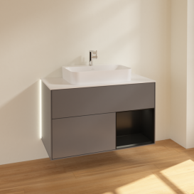 Тумба под раковину Villeroy & Boch Finion 100х50,1 см с подсветкой МДФ антрацит матовый лак/стекло белое матовое G371PDGK