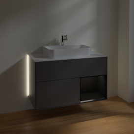 Тумба под раковину Villeroy & Boch Finion 100х50,1 см с подсветкой МДФ антрацит матовый лак/стекло белое матовое G371PDGK