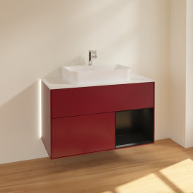 Тумба под раковину Villeroy & Boch Finion 100х50,1 см с подсветкой МДФ пион матовый лак/стекло белое матовое G371PDHB