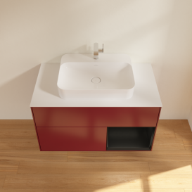 Тумба под раковину Villeroy & Boch Finion 100х50,1 см с подсветкой МДФ пион матовый лак/стекло белое матовое G371PDHB