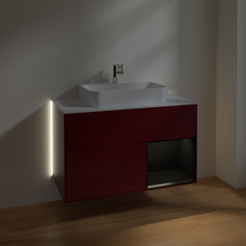 Тумба под раковину Villeroy & Boch Finion 100х50,1 см с подсветкой МДФ пион матовый лак/стекло белое матовое G371PDHB