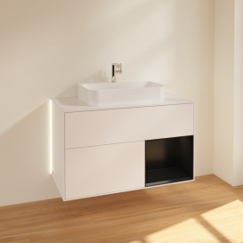 Тумба под раковину Villeroy & Boch Finion 100х50,1 см с подсветкой МДФ белый матовый лак/стекло белое матовое G371PDMT