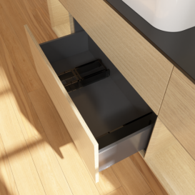 Тумба под раковину Villeroy & Boch Finion 160х50,1 см с подсветкой МДФ шпон дуба/стекло черное матовое F742PCPC