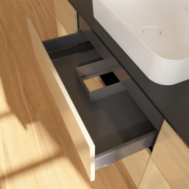 Тумба под раковину Villeroy & Boch Finion 160х50,1 см с подсветкой МДФ шпон дуба/стекло черное матовое F742PCPC