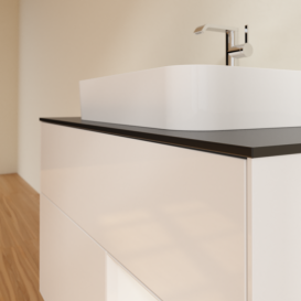 Тумба под раковину Villeroy & Boch Finion 100х50,1 см с подсветкой МДФ глянцевый белый лак/стекло черное матовое G372GFGF