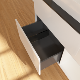 Тумба под раковину Villeroy & Boch Finion 100х50,1 см с подсветкой МДФ глянцевый белый лак/стекло черное матовое G372GFGF